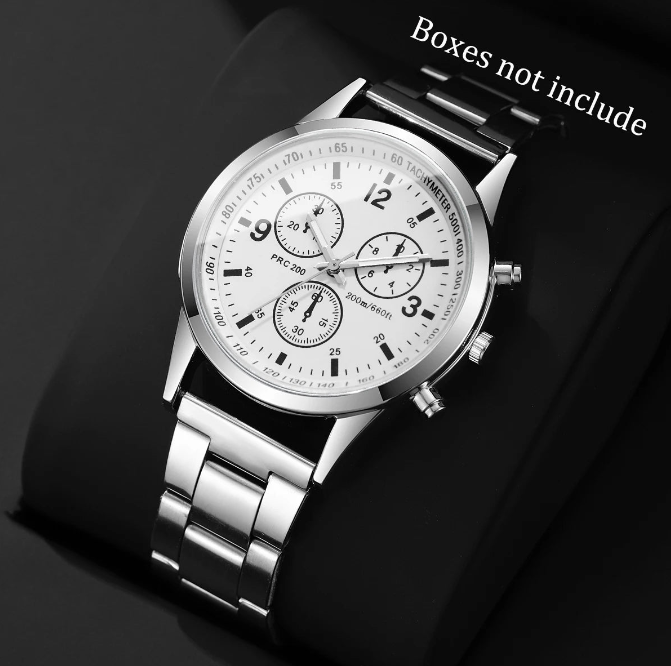 Fashion Men Business Quartz Watch Luxury Silvery Strap Wristwatch Reloj Hombre(Without Box)