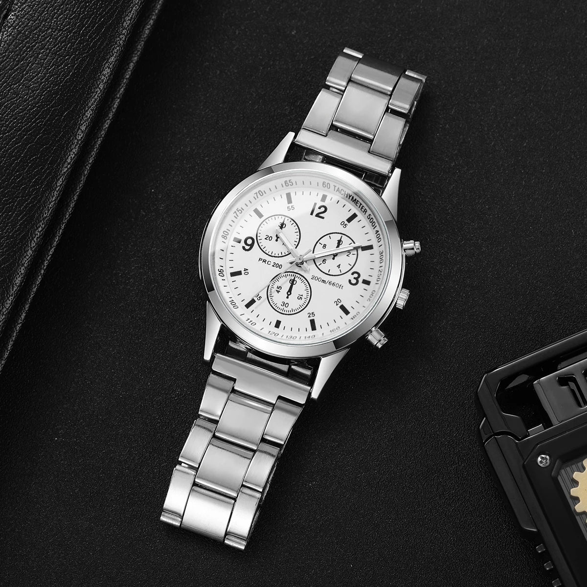 Fashion Men Business Quartz Watch Luxury Silvery Strap Wristwatch Reloj Hombre(Without Box)