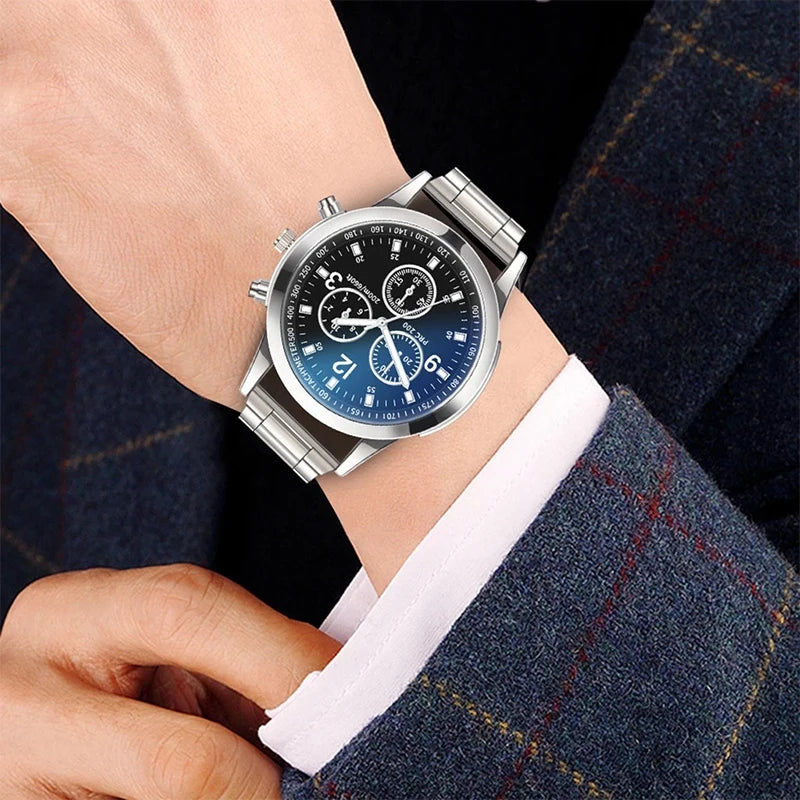 Fashion Men Business Quartz Watch Luxury Silvery Strap Wristwatch Reloj Hombre(Without Box)