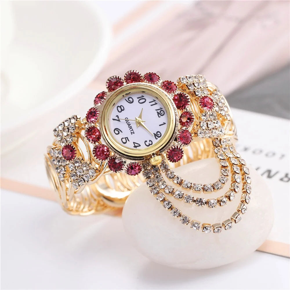 Luxury Rhinestone Women Watches Fashion Adjustable Bangle Ladies Quartz Wristwatch Reloj Mujer