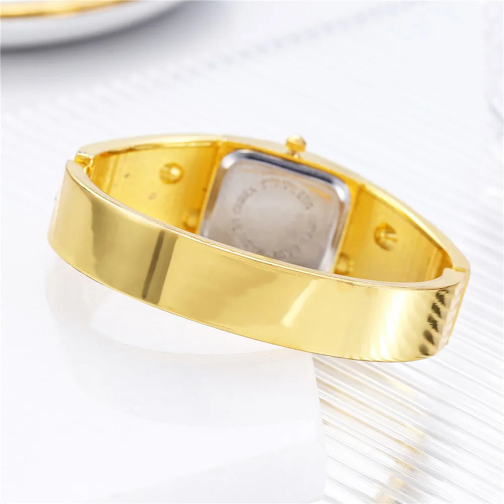 New Fashion Women Luxury Retro Bracelet Watches Ladies Gold Crystal Stainless Steel Quartz Wrist Watch Relogio Feminino Clock