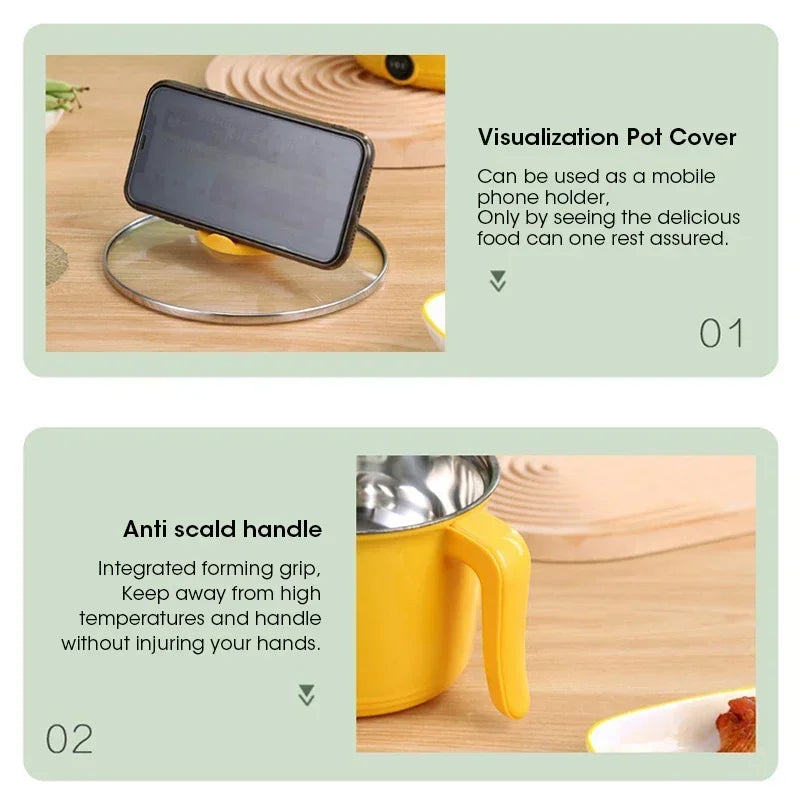 1.8L Multifunctional Non-stick Electric Hot Pot for 1-2 People Student Dormitory Household Kitchen Appliance