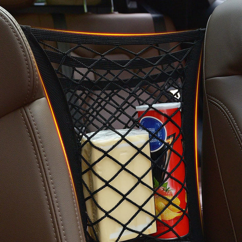 Car Seat Gap Mesh Organizer Stretchable Mesh Pocket Organizer Holds Phone Keys Sunglasses