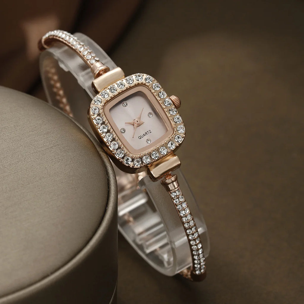 Fashion Rhinestone Square Women Watches Ladies Bracelet Band Quartz Watch Reloj Mujer