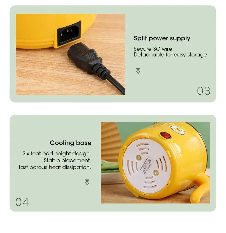 1.8L Multifunctional Non-stick Electric Hot Pot for 1-2 People Student Dormitory Household Kitchen Appliance