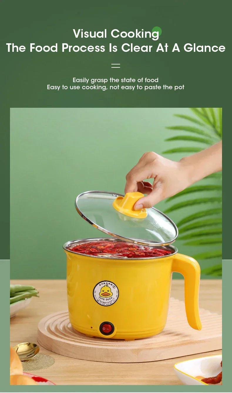 1.8L Multifunctional Non-stick Electric Hot Pot for 1-2 People Student Dormitory Household Kitchen Appliance