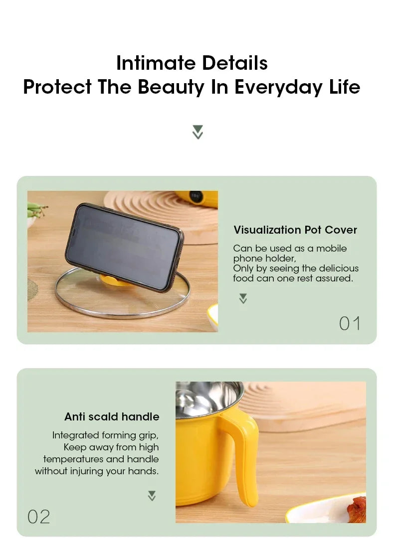 1.8L Multifunctional Non-stick Electric Hot Pot for 1-2 People Student Dormitory Household Kitchen Appliance