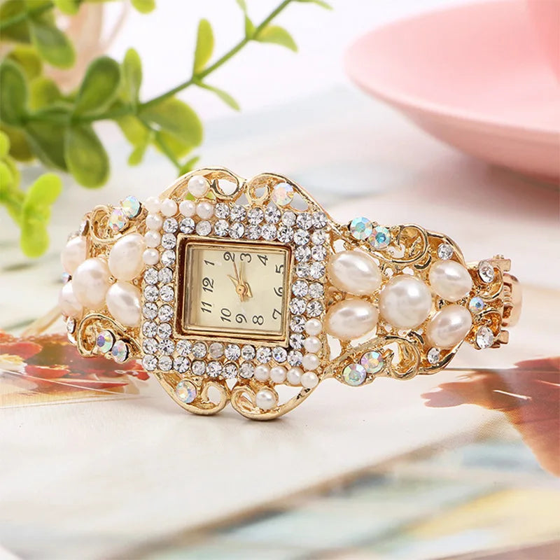 Fashion Dress Women's Watch Brand Luxury Simple Pearl Bracelet Jewelry Waterproof Female Clock Fashion Watches for women Gift